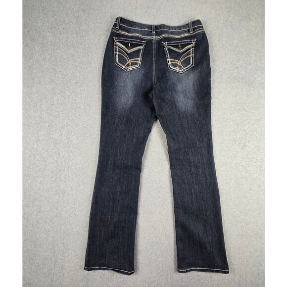 Cato Premium Jeans Size 12 Classic Dark Bootcut Embellished Pockets 31" Waist - Picture 4 of 16